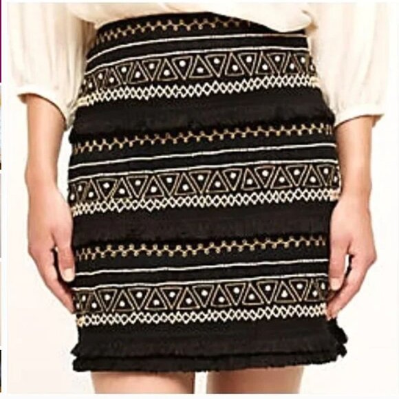 ANTHROPOLOGIE Chloe Oliver FRINGE BEADED SKIRT Women's Size Small New with Tags - Picture 1 of 13